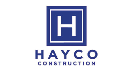 Hayco Construction with blue box with H inside.