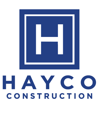 Hayco Construction with blue box with H inside.