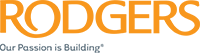 An orange and black text logo for Rodgers Builders.