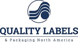 A blue and white logo that reads Quality Labels & Packaging North America.