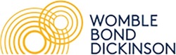 A logo with gold circles that reads Womble Bond Dickinson.