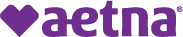 A purple text logo for Aetna.