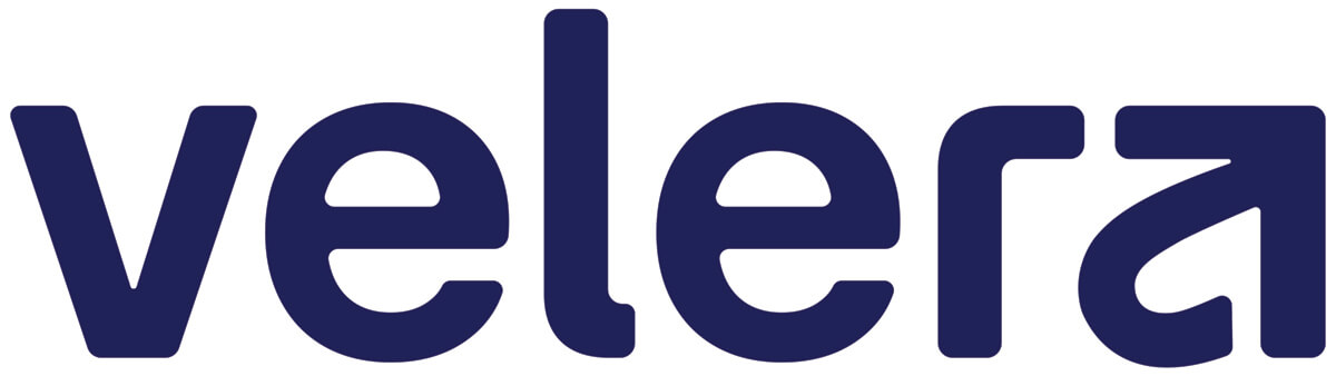 A blue text logo for Velera.