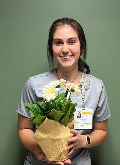 Courtney Hash, CNA with BEE award.