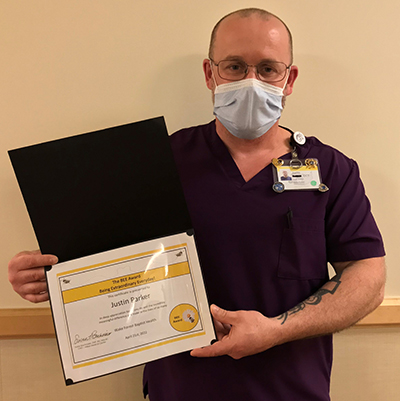 Atrium Health Wake Forest Baptist Wilkes Medical Center has announced its most recent BEE Award Winner, Justin Parker, a certified cardiovascular technician.