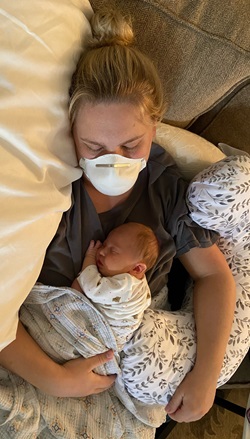 Jordan Johnson with new baby Olivia