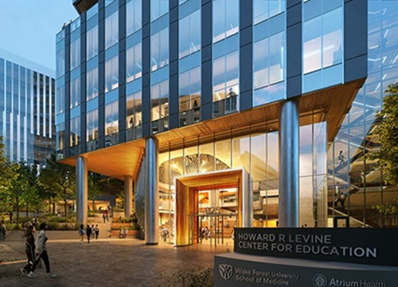A rendering of the new Wake Forest University School of Medicine in Charlotte.