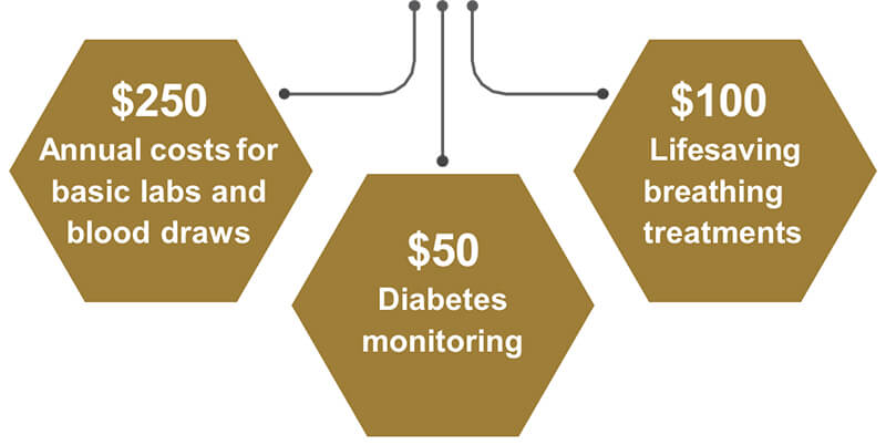An infographic showing the impact of supporting the DEAC clinic.