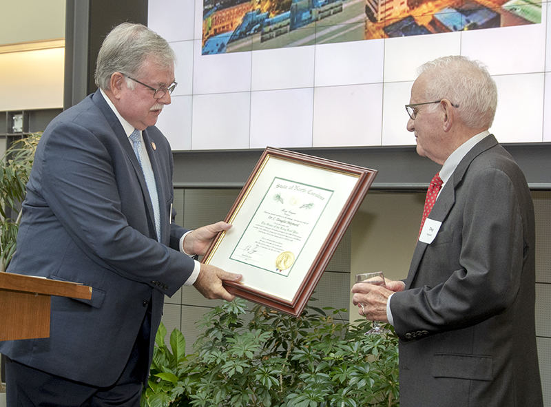 C. Douglas Maynard, MD ‘59, Winston-Salem, N.C., receives the Order of the Long Leaf Pine