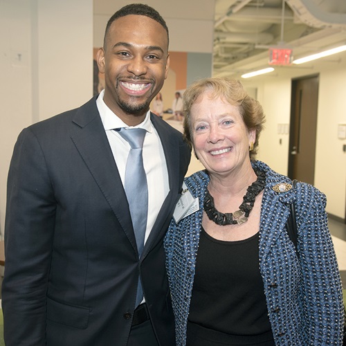 B. Cameron Webb, MD ‘13, JD, one of the DEAC Clinic‘s founders, with Dean and CEO Julie Ann Freischlag, MD;