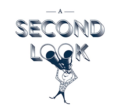 Illustration of cartoon man looking through binoculars, the ends of which form the 'oo' in 'Look'