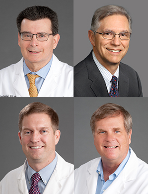 Vertical stack of four head shots of white men