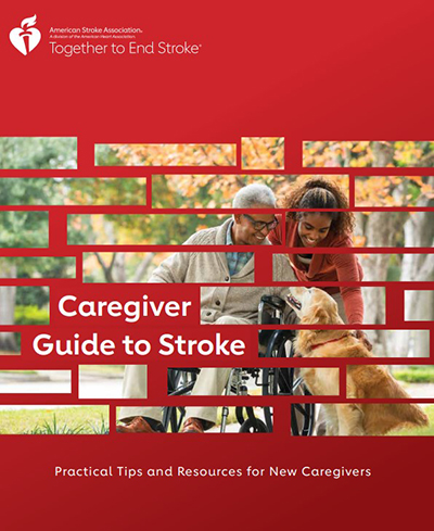 Cover of red brochure of information for caregivers of stroke patients