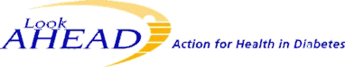 Blue logo with words 'Look Ahead Action for Health in Diabetes' and a yellow half-circle