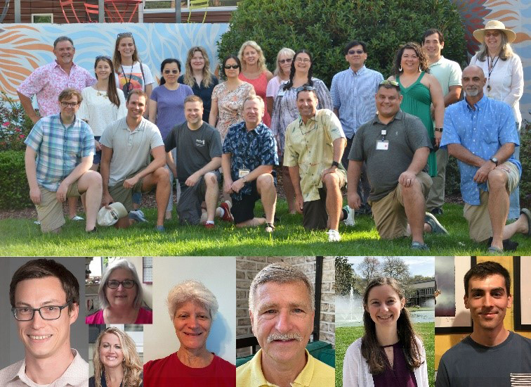 A composite of a horizontal group photo across the top and seven individual photos across the bottom