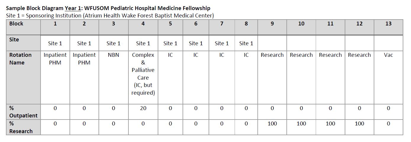 Peds Hospital Medicine Example Block Diagram Year 1