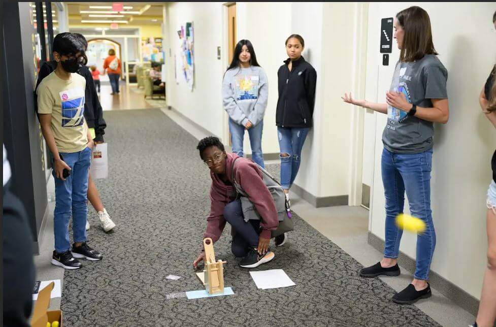 Students participating in an activity at Florence Nightingale Day 2024.