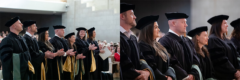 Graduates standing in a line.