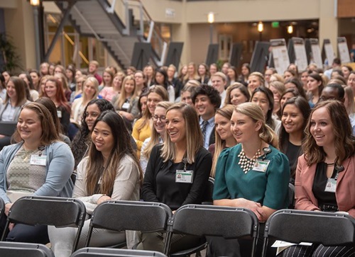 Students listen to Dr. David McIntosh's message of inclusion at the PA Class of 2019 Graduate Project Symposium