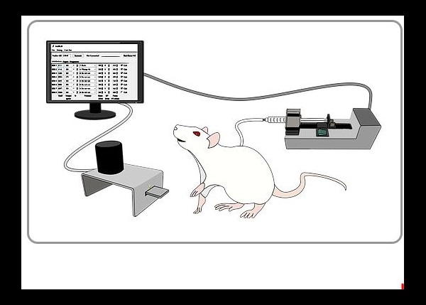 Illustration of white rat, computer monitor, feedback route