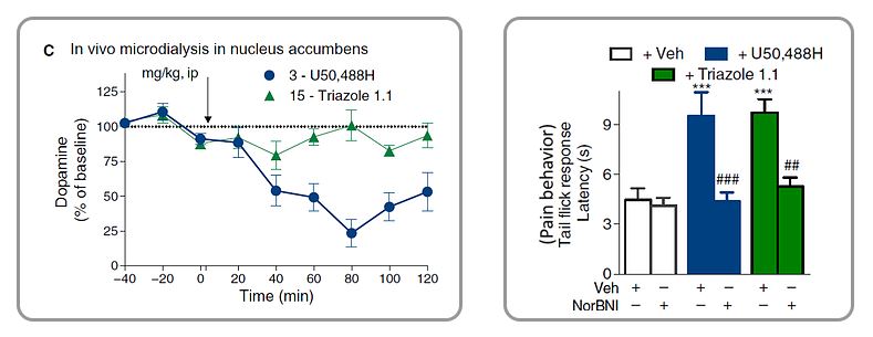 Two chars, one about dopamine measurements and one about pain behavior exhibited