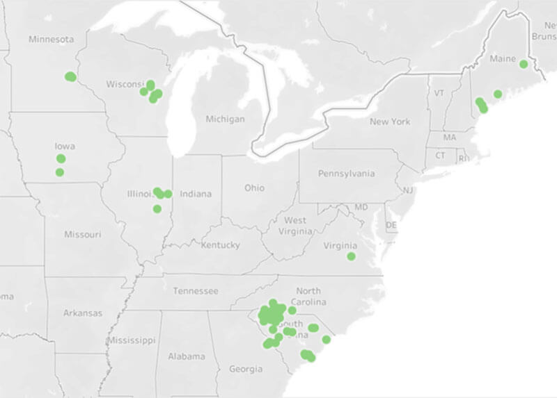 A visual aid showing 82 patient participants from 13 clinical sites in 8 states enrolled in the study.