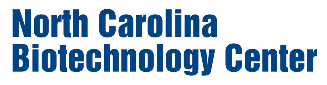 A blue text logo representing the North Carolina Biotechnology Center.
