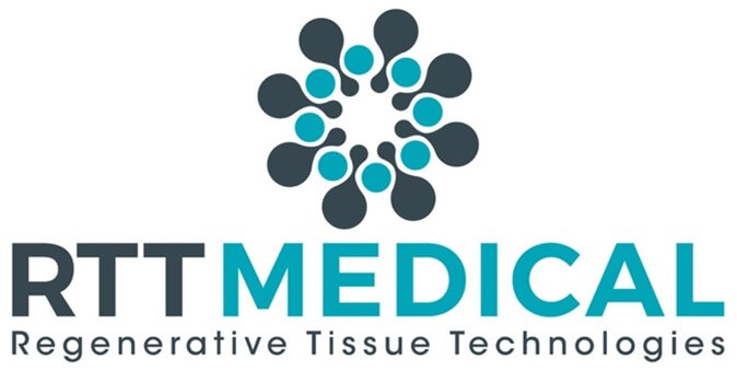 A gray and blue logo representing RTT Medical.