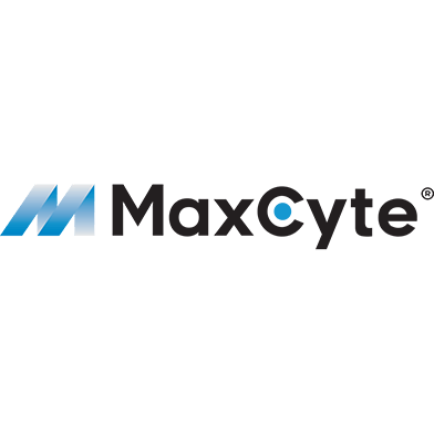 A black and blue logo for "MaxCyte".