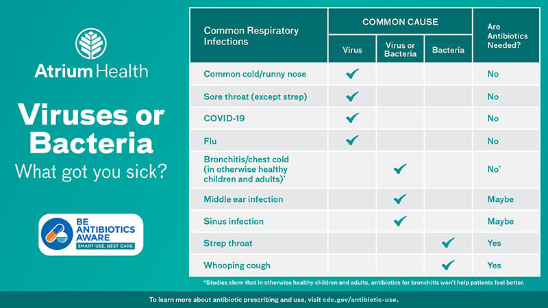 A graphic that reads Viruses or Bacteria, What Got You Sick?