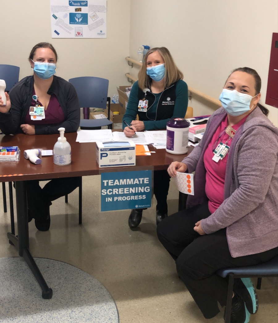 Coronavirus screening station for teammates and patients