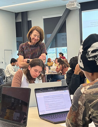 Dr. Michele Birch overseeing a class of students.