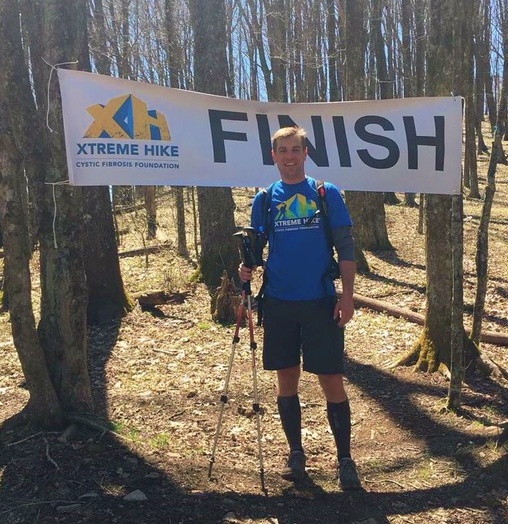 Chris Raymond, 37, is seen here at the Xtreme Hike, which is a one-day 30-mile hike of a section of the Appalachian Trail near the North Carolina-Tennessee border. This year, Chris was the first finisher – an amazing achievement considering he has CF.