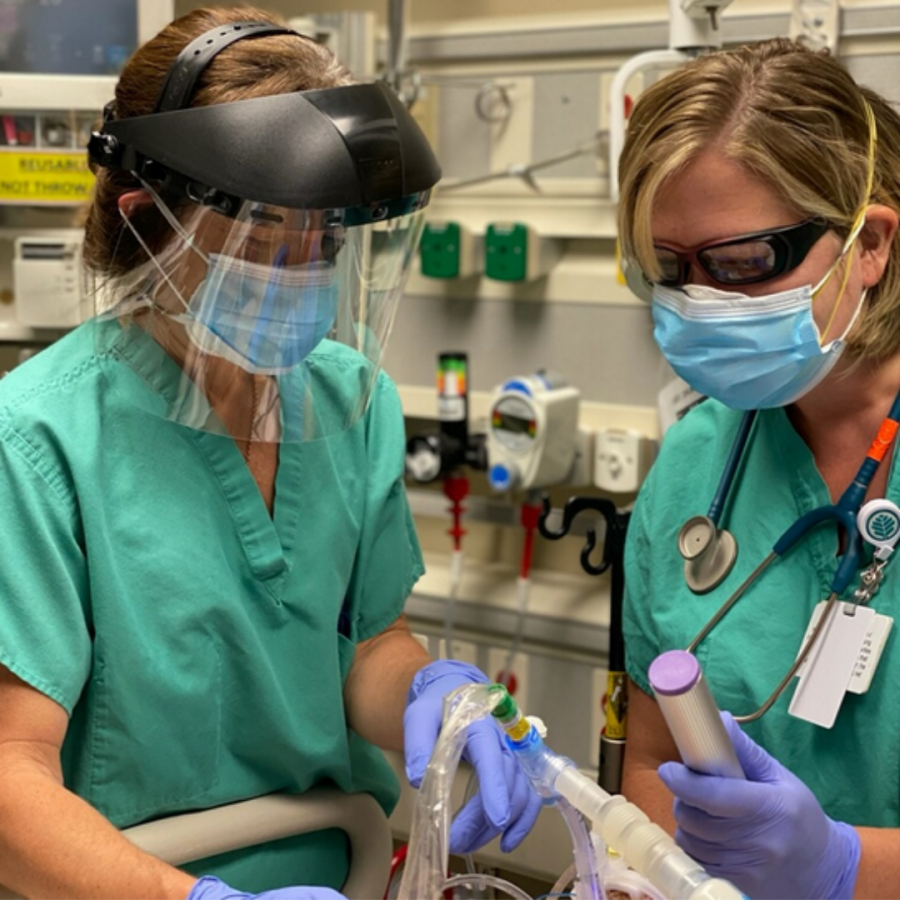 Dr. Susan Evans and surgical teams wear N95 masks for protection around any COVID-19 positive patients or any patients presenting symptoms