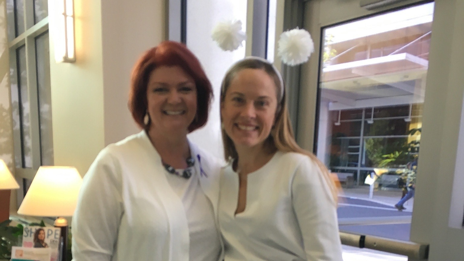 Lung cancer patient, Paige Black, with her primary oncologist at Levine Cancer Institite, Kathryn Mileham, MD