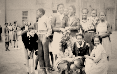 Historical photo of group of African Americans in Pearl Street Park