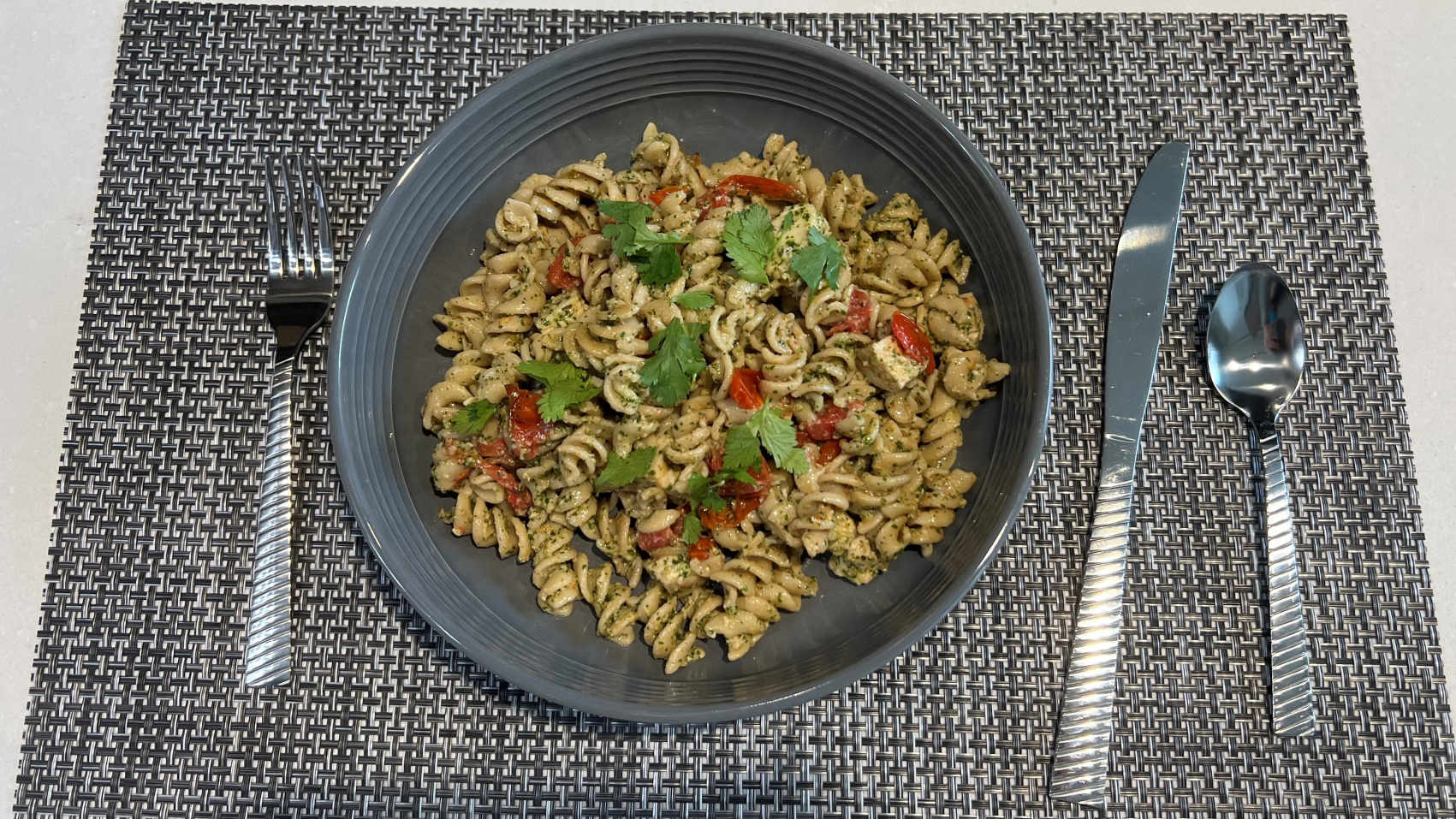 Cilantro pesto pasta salad