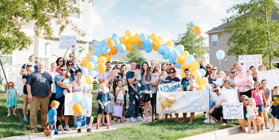 Remy Bowes returns home from Levine Children's Hospital. 