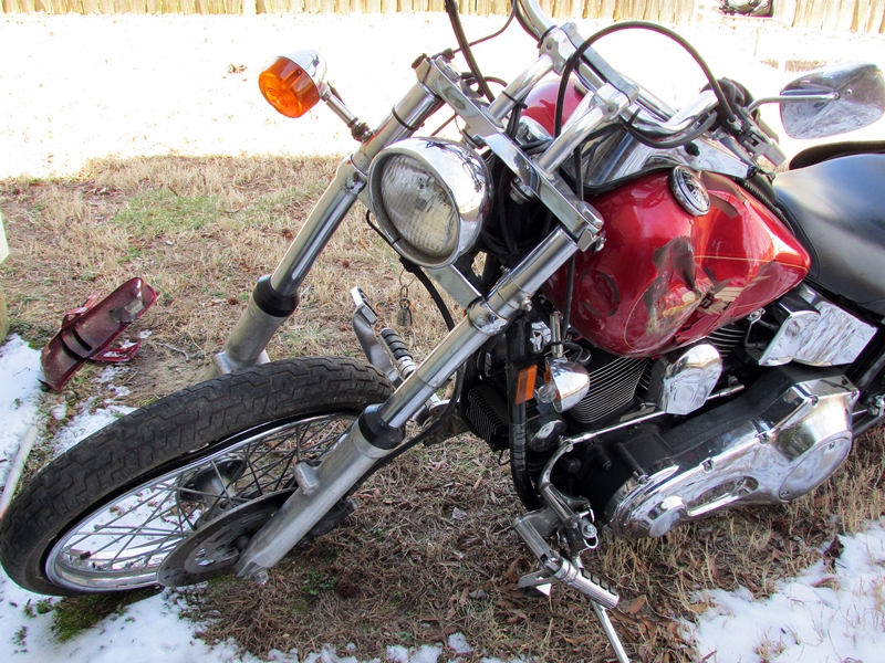 Fred Oates' motorcycle following the crash. 