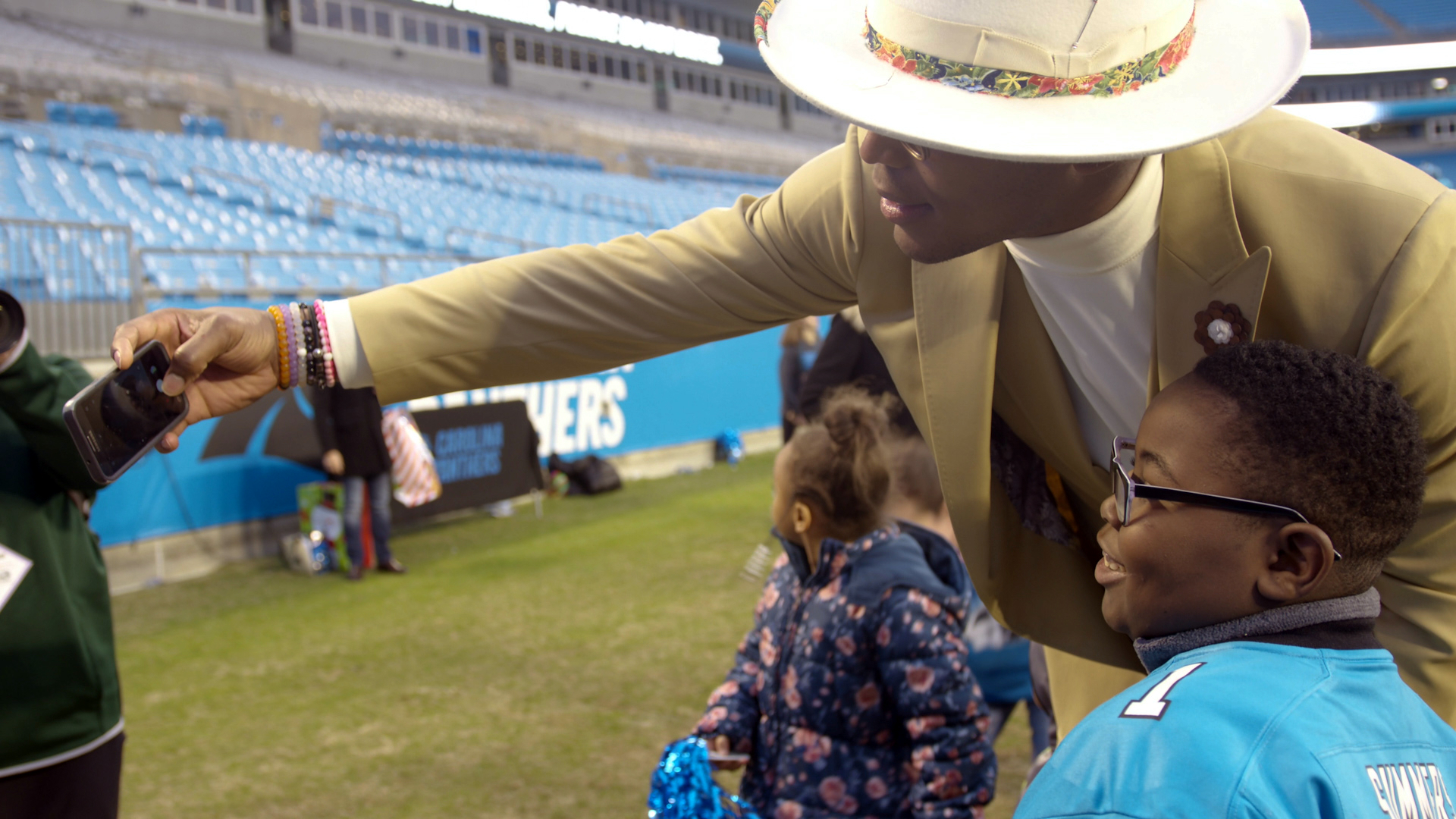 For a few hours, a dozen patients at Atrium Health’s Levine Children’s Hospital and their families were able to forget about their worries and just enjoy a football game as special guests of Carolina Panthers’ quarterback Cam Newton as part of his foundation’s “Christmas with Cam” event. 