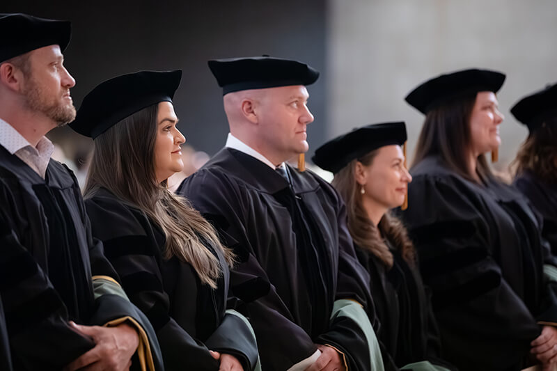 Graduates at a graduation ceremony