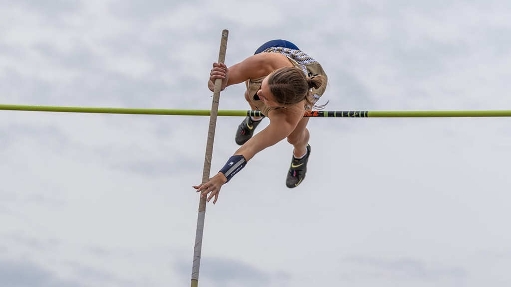 An athlete pole vaulting.