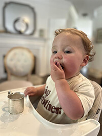 A baby eating.