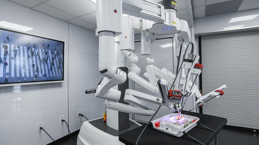 Medical equipment in a medical room.
