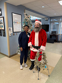 Duo smiling at the camera.