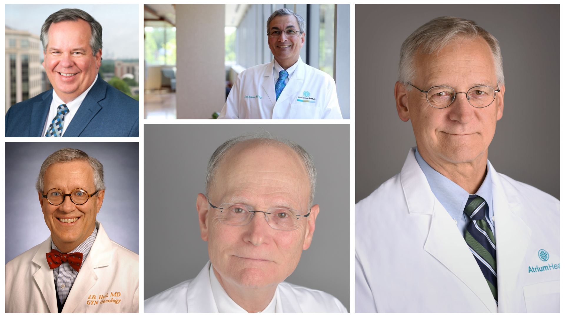 Collage of Levine Cancer Institute physicians who returned to work after retirement