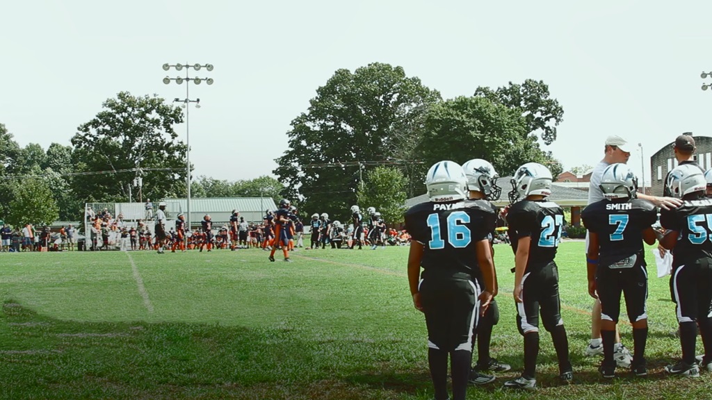 Youth football players on the field