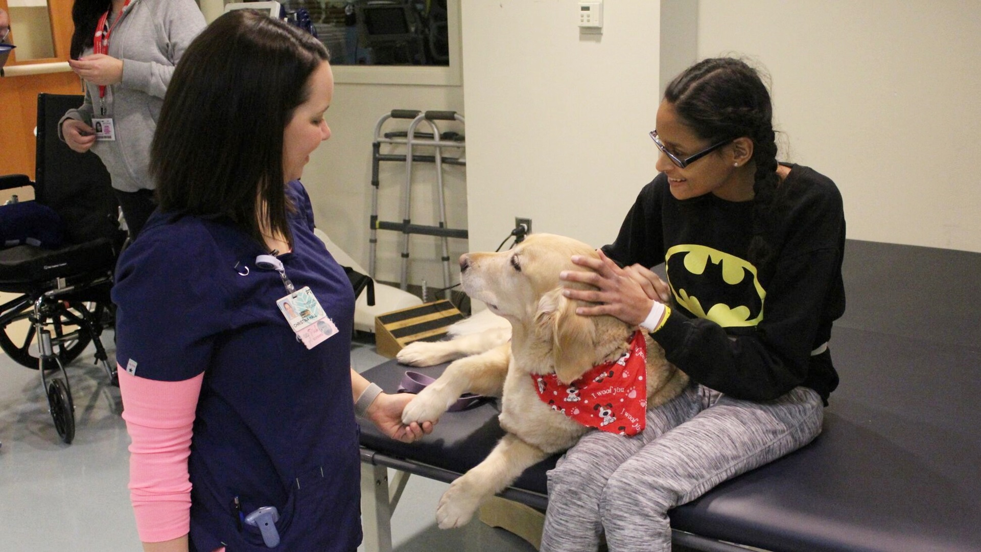 Maggie, a therapy dog, visits patients at LCH