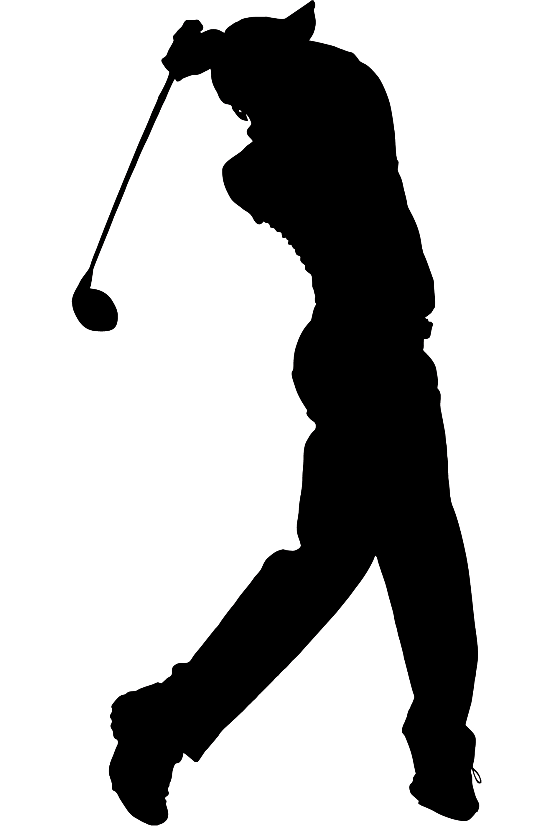 golf swing silhouette illustration of the reverse C” finish/follow-through that is part of the modern swing and not recommended for folks with Low Back Pain.
