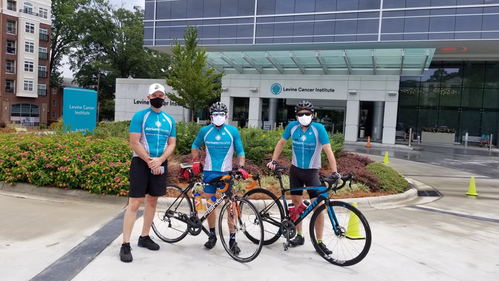 Beginning Friday, August 21 and ending Saturday, August 22, three Atrium Health teammates rode 240 miles in honor of the Levine Cancer Institute – as well as people who have been affected by cancer and the healthcare workers who care for them. 